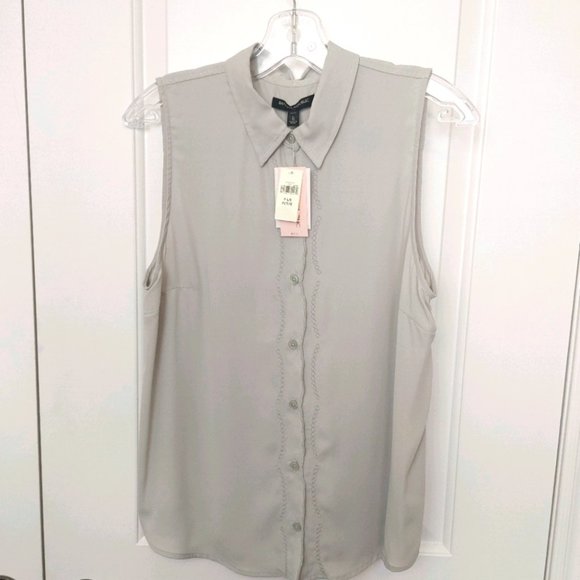NEW Banana Republic gray size large sleeveless blouse Large - Picture 1 of 5